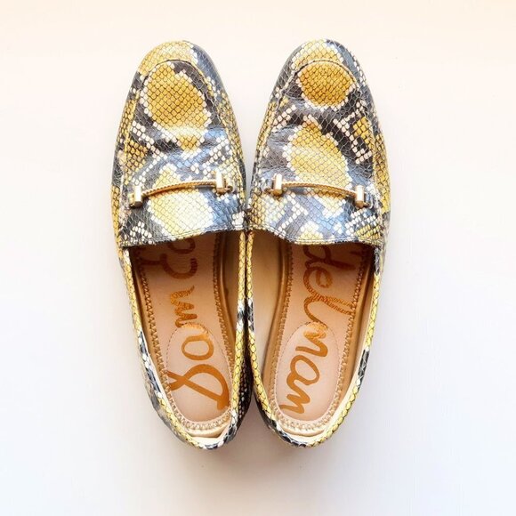 Sam Edelman Lior Yellow Snakeskin Leather Horse-bit Loafers, Slip On Shoes Sz. 8 - Picture 5 of 16